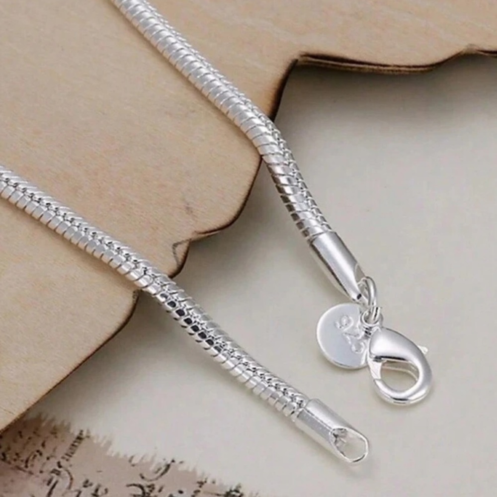 Bracelet- 7.87 length Authentic 925 Sterling Silver Snake Chain Bracelet - Picture 2 of 11